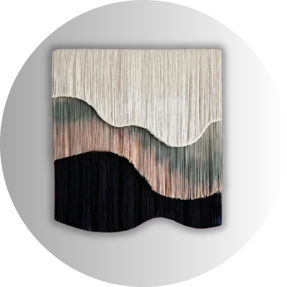 Tapeçaria de Parede Macramê Cores Gradiente Ondas Texturizadas Arte Abstrata"